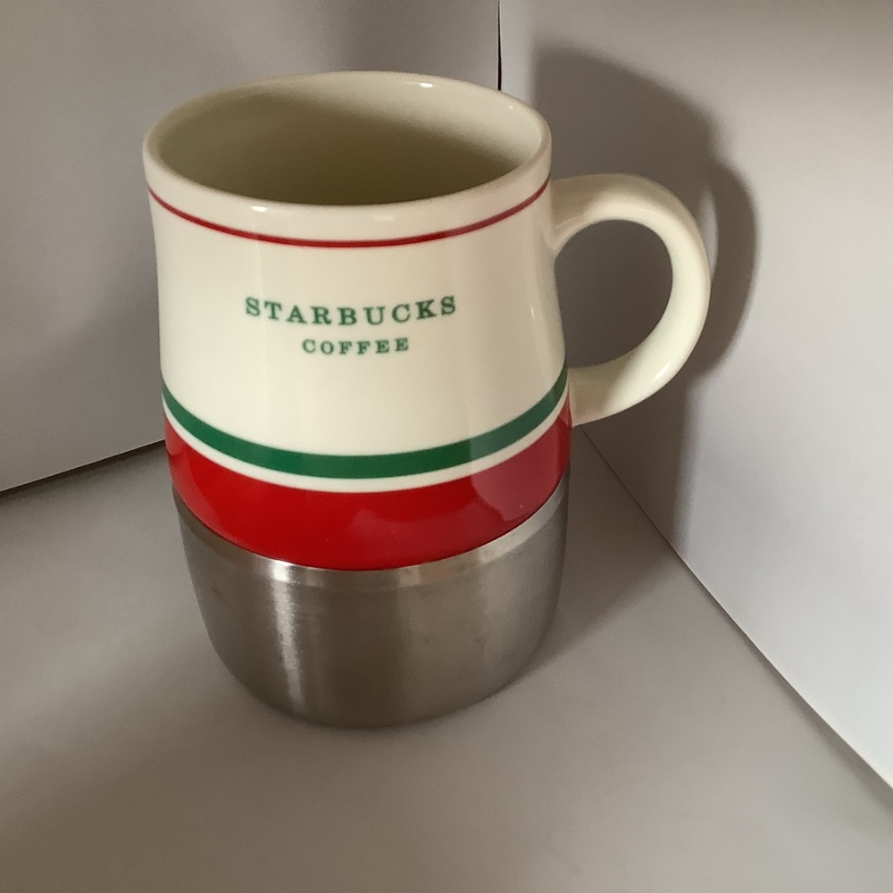 2006 Starbucks Coffee Mug Ceramic And Stainless Steel